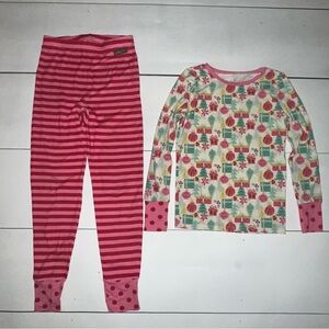 Matilda Pink Striped and Holiday Print Kids Pajamas